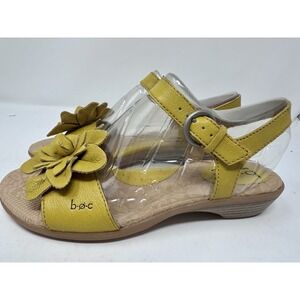 NEW Born B.O.C. Women 7 Karlyn Sandal Yellow Leather Flowers Summer Straps